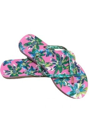 Vera Bradley Pink Floral Thong Flip Flops